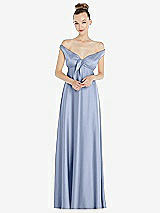 Alt View 2 Thumbnail - Sky Blue Convertible Strap Empire Waist Satin Maxi Dress