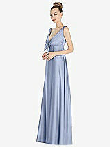 Front View Thumbnail - Sky Blue Convertible Strap Empire Waist Satin Maxi Dress