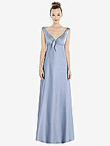 Side View Thumbnail - Sky Blue Convertible Strap Empire Waist Satin Maxi Dress