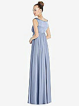 Rear View Thumbnail - Sky Blue Convertible Strap Empire Waist Satin Maxi Dress