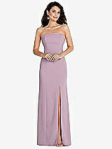 Front View Thumbnail - Suede Rose Strapless Scoop Back Maxi Dress with Front Slit