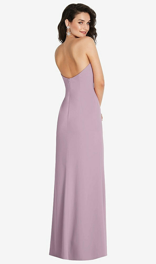 Back View - Suede Rose Strapless Scoop Back Maxi Dress with Front Slit