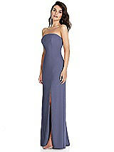 Side View Thumbnail - French Blue Strapless Scoop Back Maxi Dress with Front Slit