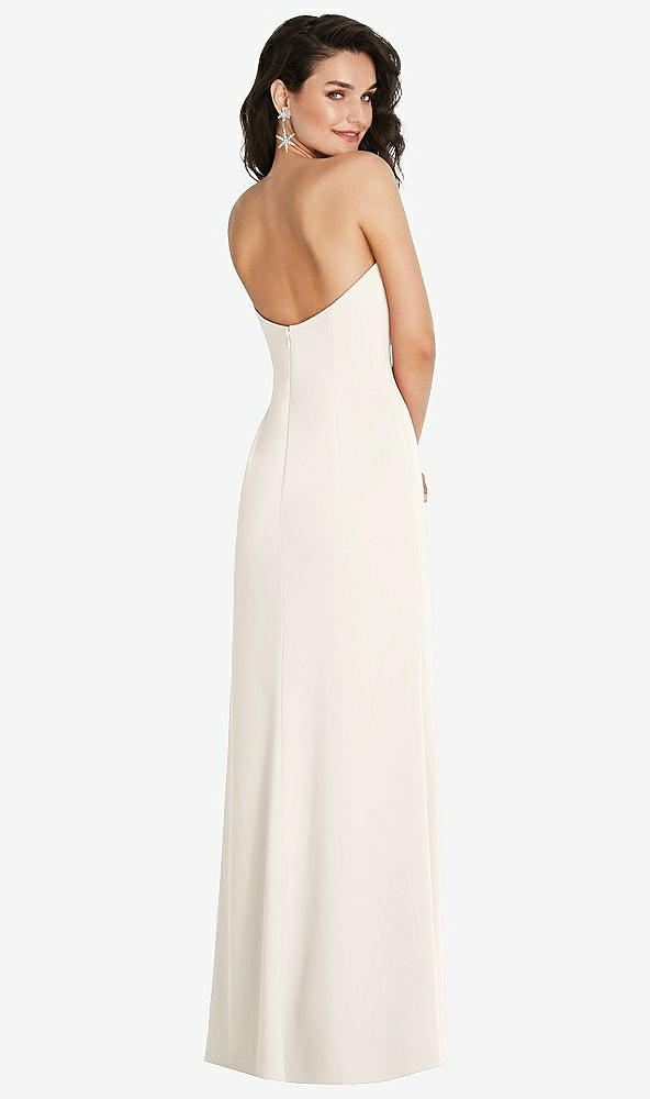 Back View - Ivory Strapless Scoop Back Maxi Dress with Front Slit