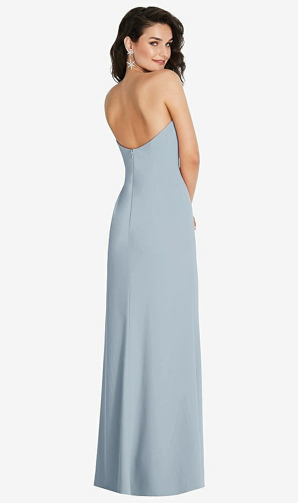 Back View - Mist Strapless Scoop Back Maxi Dress with Front Slit
