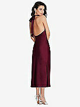 Rear View Thumbnail - Cabernet Scarf Tie High-Neck Halter Midi Slip Dress