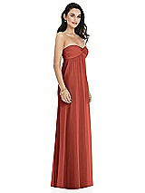 Side View Thumbnail - Amber Sunset Twist Shirred Strapless Empire Waist Gown with Optional Straps