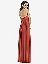 Rear View Thumbnail - Amber Sunset Twist Shirred Strapless Empire Waist Gown with Optional Straps
