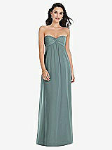 Front View Thumbnail - Icelandic Twist Shirred Strapless Empire Waist Gown with Optional Straps