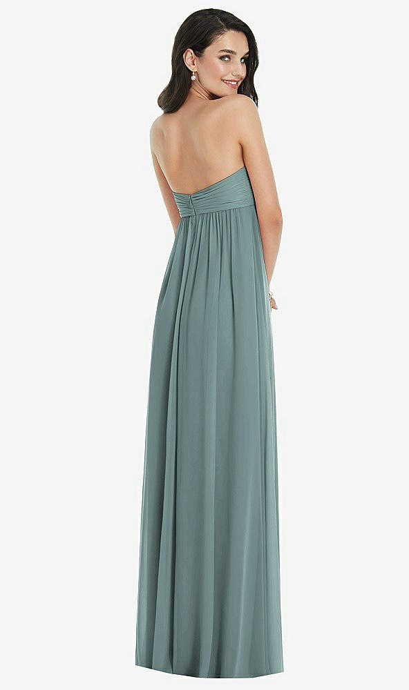 Back View - Icelandic Twist Shirred Strapless Empire Waist Gown with Optional Straps
