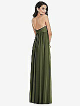 Rear View Thumbnail - Olive Green Twist Shirred Strapless Empire Waist Gown with Optional Straps