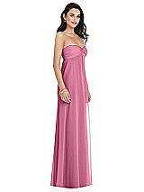 Side View Thumbnail - Orchid Pink Twist Shirred Strapless Empire Waist Gown with Optional Straps