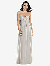 Front View Thumbnail - Oyster Twist Shirred Strapless Empire Waist Gown with Optional Straps