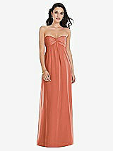 Front View Thumbnail - Terracotta Copper Twist Shirred Strapless Empire Waist Gown with Optional Straps