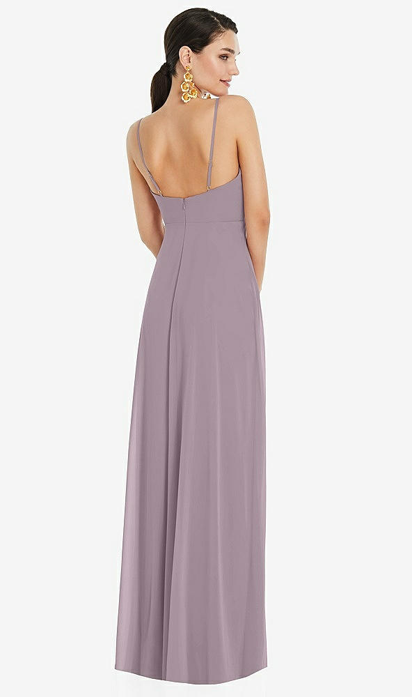 Back View - Lilac Dusk Adjustable Strap Wrap Bodice Maxi Dress with Front Slit 
