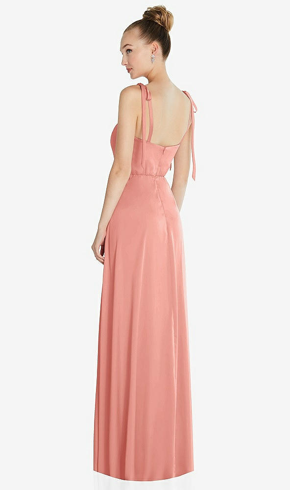 Back View - Rose - PANTONE Rose Quartz Tie Shoulder A-Line Maxi Dress