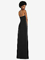 Alt View 6 Thumbnail - Black Draped Satin Grecian Column Gown with Convertible Straps