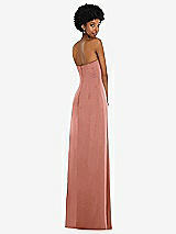 Alt View 6 Thumbnail - Desert Rose Draped Satin Grecian Column Gown with Convertible Straps