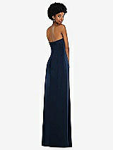 Alt View 6 Thumbnail - Midnight Navy Draped Satin Grecian Column Gown with Convertible Straps