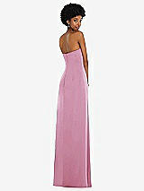 Alt View 6 Thumbnail - Powder Pink Draped Satin Grecian Column Gown with Convertible Straps