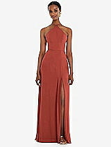 Front View Thumbnail - Amber Sunset Diamond Halter Maxi Dress with Adjustable Straps