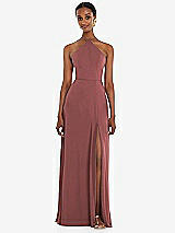 Front View Thumbnail - English Rose Diamond Halter Maxi Dress with Adjustable Straps