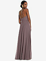 Rear View Thumbnail - French Truffle Diamond Halter Maxi Dress with Adjustable Straps