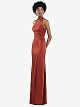 Side View Thumbnail - Amber Sunset High Neck Backless Maxi Dress with Slim Belt