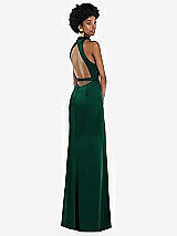 Front View Thumbnail - Hunter Green High Neck Backless Maxi Dress with Slim Belt