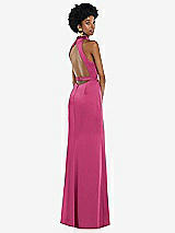 Front View Thumbnail - Tea Rose High Neck Backless Maxi Dress with Slim Belt