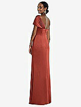 Rear View Thumbnail - Amber Sunset Twist Cuff One-Shoulder Princess Line Trumpet Gown