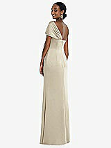 Rear View Thumbnail - Champagne Twist Cuff One-Shoulder Princess Line Trumpet Gown