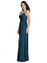 Side View Thumbnail - Atlantic Blue Cowl-Neck A-Line Maxi Dress with Adjustable Straps