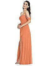 Side View Thumbnail - Sweet Melon Off-the-Shoulder Draped Sleeve Maxi Dress with Front Slit