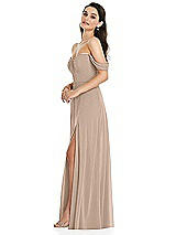 Side View Thumbnail - Topaz Off-the-Shoulder Draped Sleeve Maxi Dress with Front Slit
