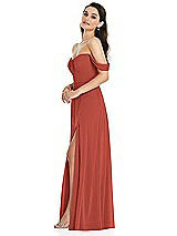 Side View Thumbnail - Amber Sunset Off-the-Shoulder Draped Sleeve Maxi Dress with Front Slit