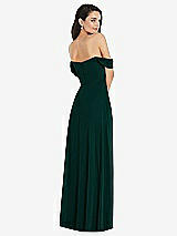 Rear View Thumbnail - Evergreen Off-the-Shoulder Draped Sleeve Maxi Dress with Front Slit