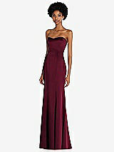 Side View Thumbnail - Cabernet Strapless Princess Line Lux Charmeuse Mermaid Gown