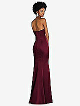 Rear View Thumbnail - Cabernet Strapless Princess Line Lux Charmeuse Mermaid Gown