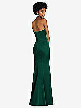 Rear View Thumbnail - Hunter Green Strapless Princess Line Lux Charmeuse Mermaid Gown