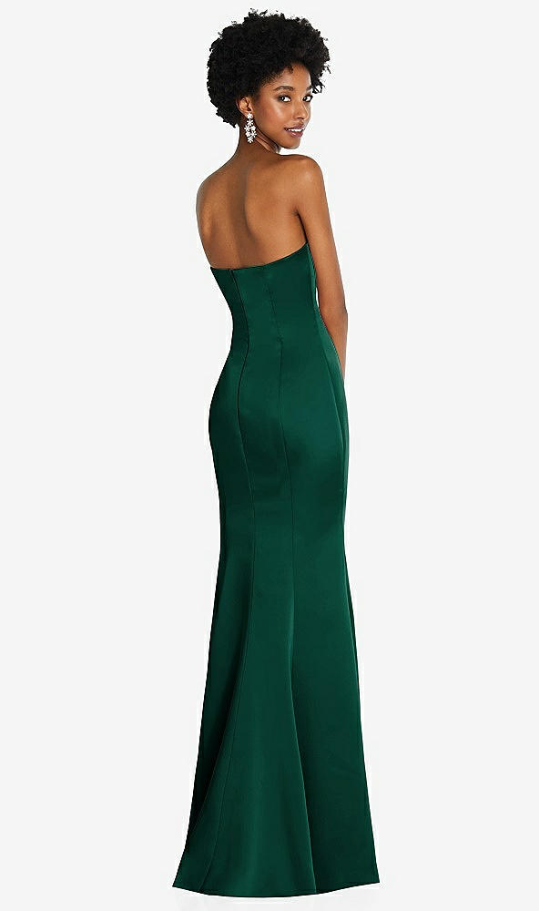 Back View - Hunter Green Strapless Princess Line Lux Charmeuse Mermaid Gown