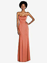 Front View Thumbnail - Terracotta Copper Strapless Princess Line Lux Charmeuse Mermaid Gown