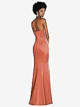 Rear View Thumbnail - Terracotta Copper Strapless Princess Line Lux Charmeuse Mermaid Gown