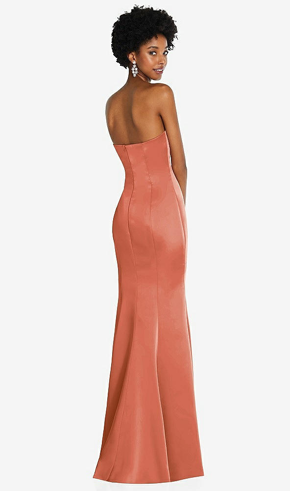 Back View - Terracotta Copper Strapless Princess Line Lux Charmeuse Mermaid Gown