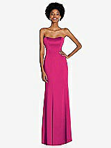 Front View Thumbnail - Think Pink Strapless Princess Line Lux Charmeuse Mermaid Gown