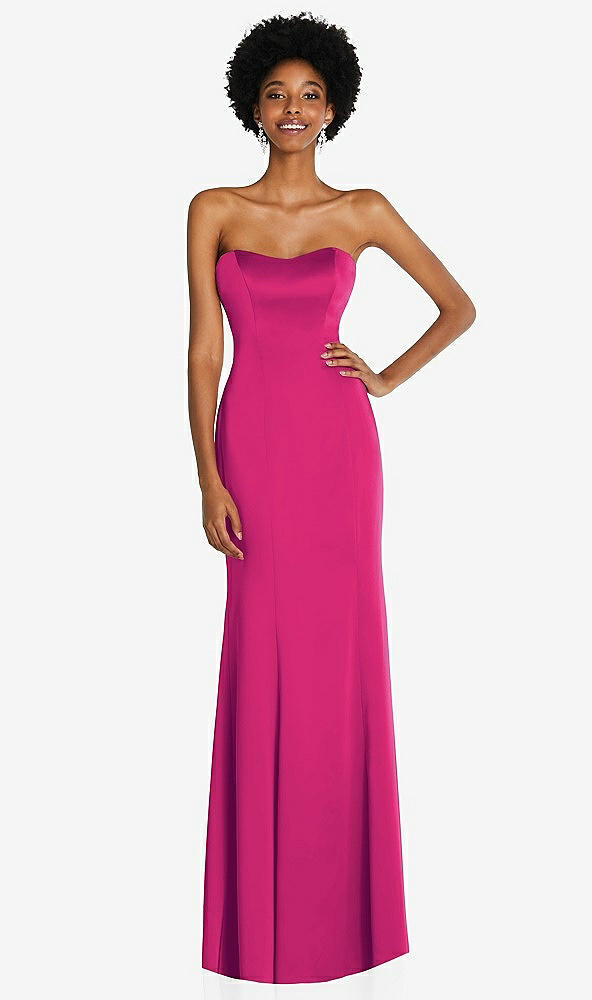 Front View - Think Pink Strapless Princess Line Lux Charmeuse Mermaid Gown