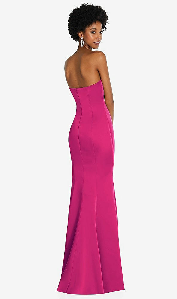 Back View - Think Pink Strapless Princess Line Lux Charmeuse Mermaid Gown