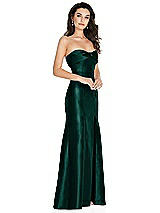 Side View Thumbnail - Evergreen Bow Cuff Strapless Princess Waist Trumpet Gown