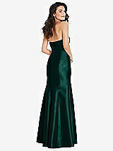 Rear View Thumbnail - Evergreen Bow Cuff Strapless Princess Waist Trumpet Gown