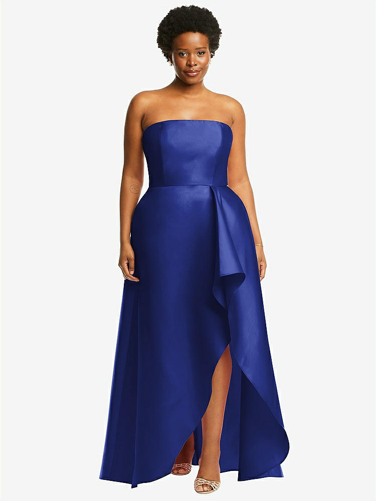 Strapless Overlay Bodice Crepe Maxi Bridesmaid Dress With Front